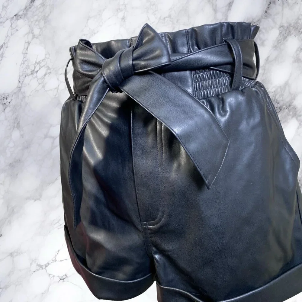 superdown Kenzie Faux Leather Short in Black
